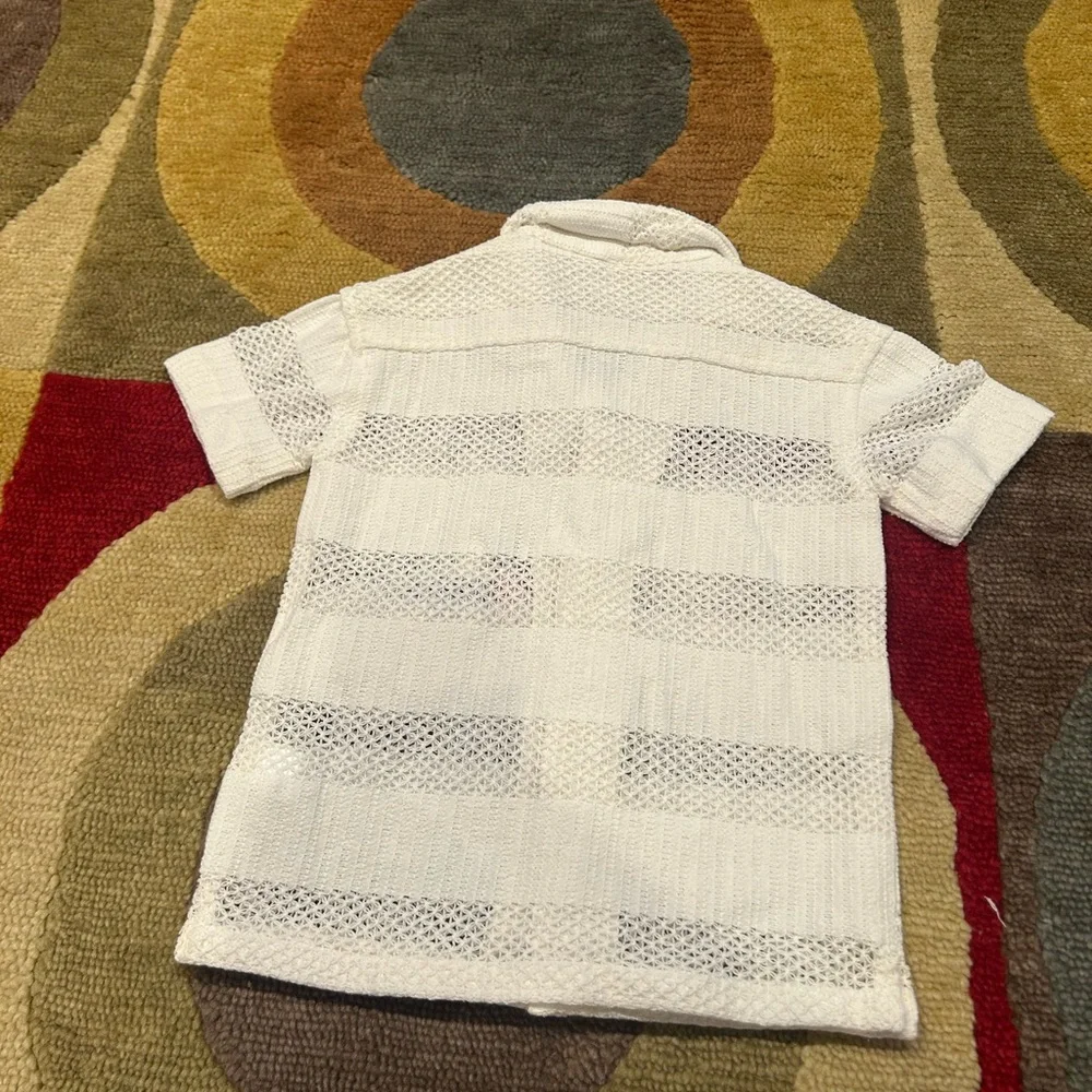 HOP Kids Off White Applique Detailed Knitted Cotton Shirt Button Down 4-5 Years